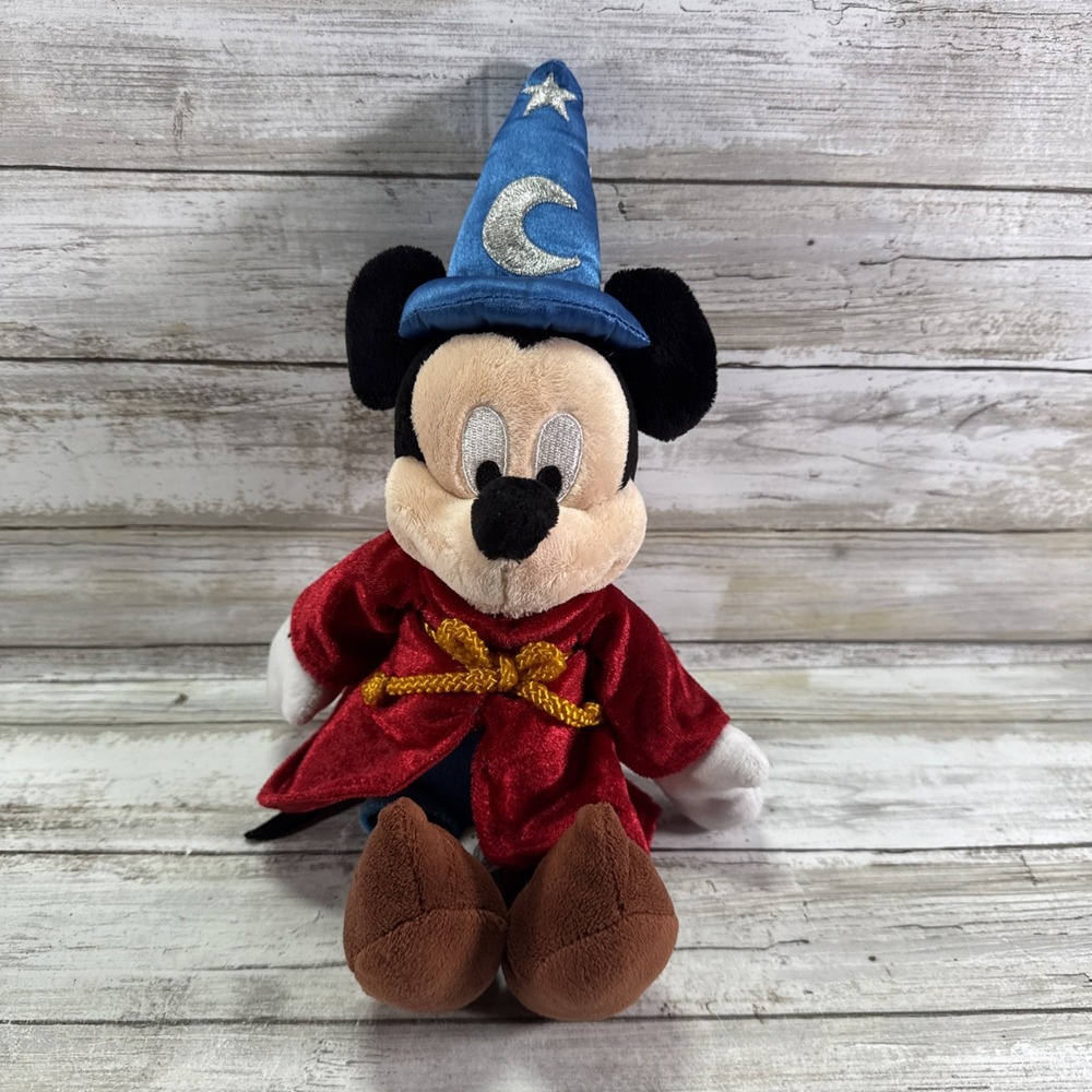 Disney Parks Mickey Mouse Fantasia Plush Sorcerer Stuffed Animal Soft Toy 14"